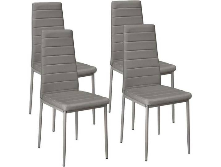 ALIGHTUP Lot de 4 chaises de salle à manger tapissées en PU Gris