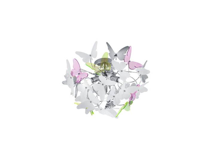Kinderdeckenleuchte Butterfly, Grün, Lila, Weiß, Chromfarben, Metall, Kunststoff, 28.5 cm, Lampen & Leuchten, Innenbeleuchtung, Kinderzimmerlampen, Kinderdeckenleuchten