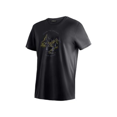 T-Shirt MAIER SPORTS "Dieter Print", Herren, Gr. S, schwarz, 100% Polyester, Rundhals, Shirts T-Shirt, Herren Kurzarmshirt, leichtes Sommer Funktionsshirt, Rundhals, Reg Fit