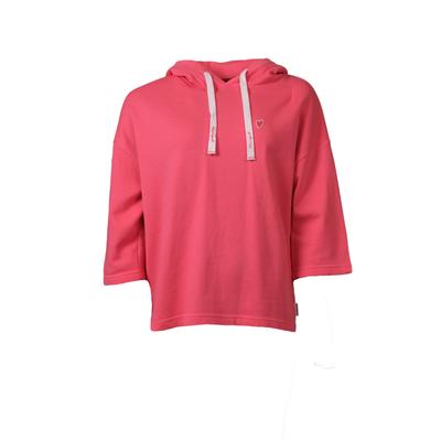 Sweater KLEINIGKEIT "Kleinigkeit Comforty Perry T-Hood", Damen, Gr. XS, pink (hot pink), 95% Baumwolle, 5% Elasthan, Rundhals, Sweatshirts Sweater