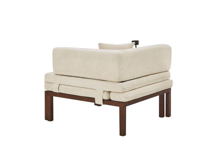 Canapé-lit Pliant En Bois Massif Beige Avec Lit Escamotable Simple