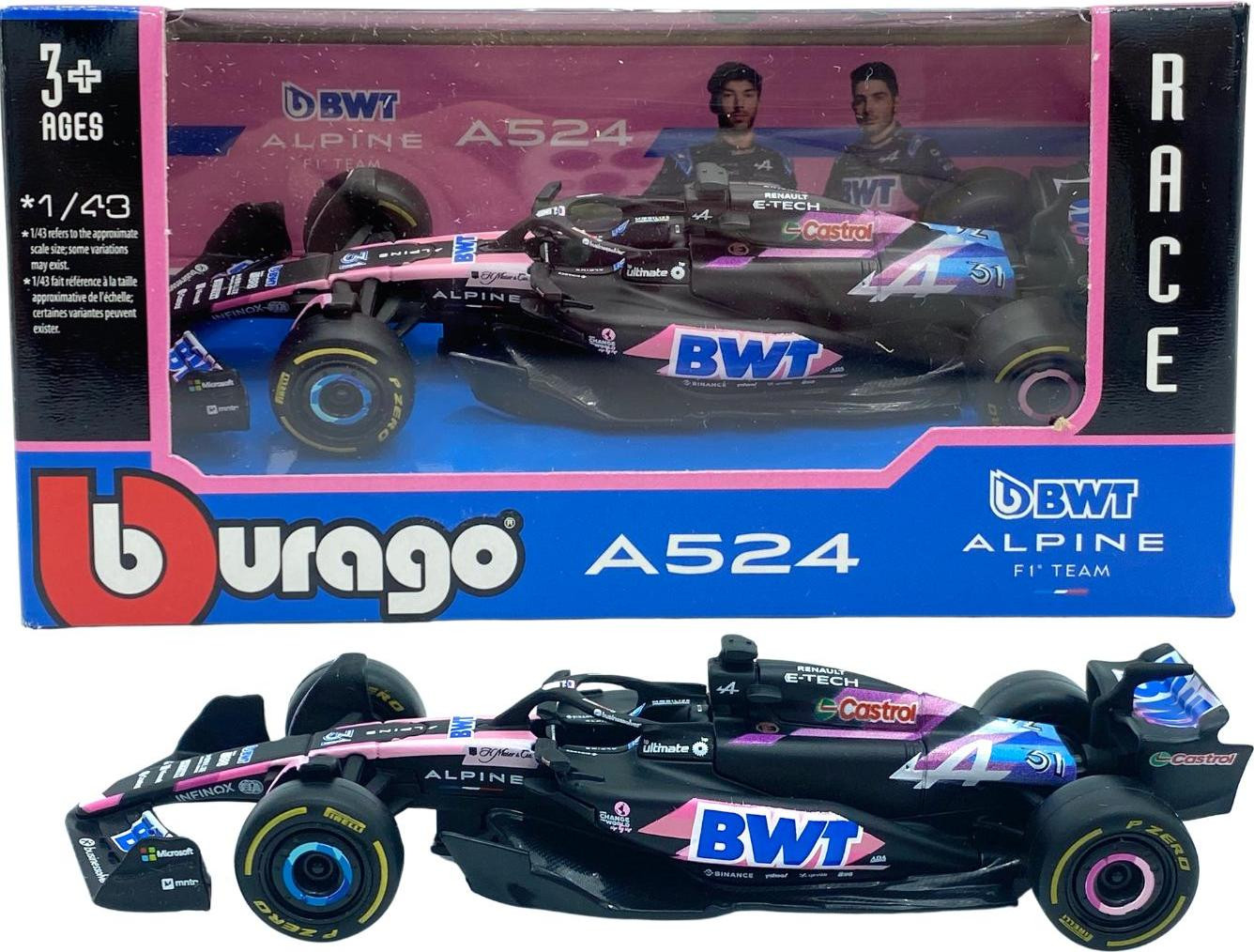 Bburago BBU18-38219O Alpine A524 Formule 1 Auto 2024 BWT Alpine F1 Team Nummer 31 Schaal 1/43