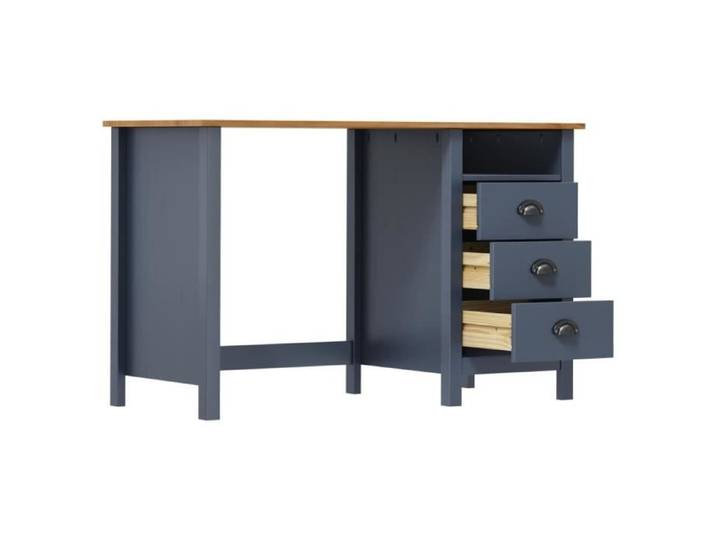 Bureau - VINGVO - Hill Range - 3 tiroirs - Gris et marron miel