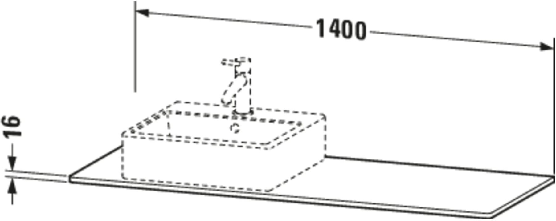 Duravit Konsole XSquare 140x55x1,6cm, m 1 AS, AS re, graph matt (XS060GR8080)