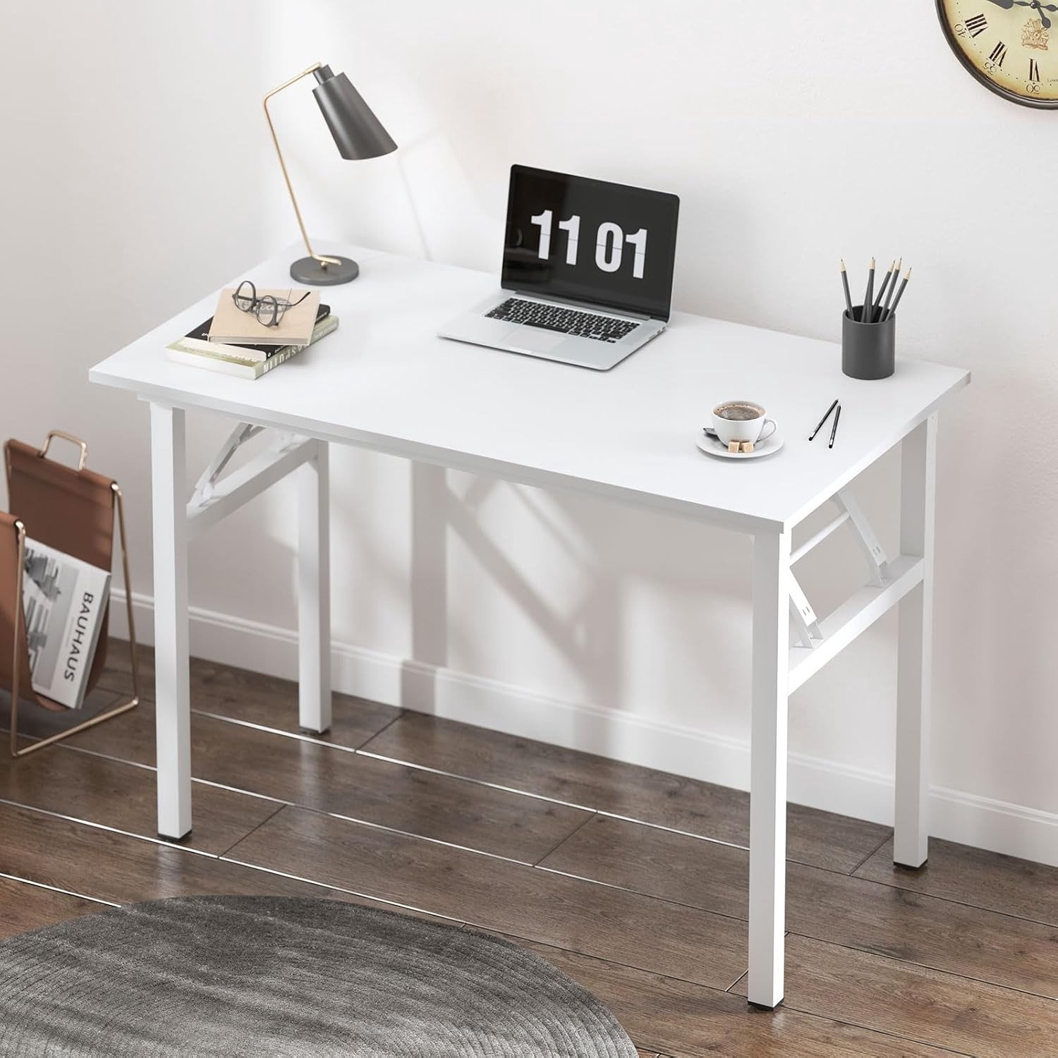 Multifunctionele vouwtafel voor kantoor, studie of eetkamer, Wit, B/D/H: 80 x 40 x 75 cm