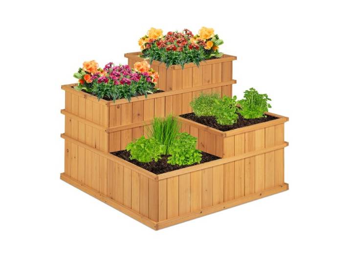 Relaxdays Hochbeet aus Holz 4-stufig