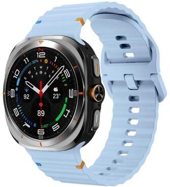 Everyday Crate Kalebol Wave Stitched Samsung Galaxy Watch Ultra Band Soft Silicone Watch Strap For Galaxy Watch Ultra light Blue