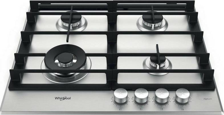 Whirlpool AKWL 628/IXL Inbouw Gasfornuis met 4 zones en gietijzeren roosters, RVS, Breedte: 59 cm