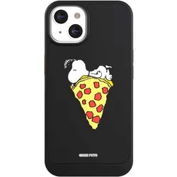 Nivocase Hülle für Apple iPhone 13 Handyhülle NIVOcore Case Schwarz Pizza Peanuts Snoopy (Apple iPhone 13), Smartphone Hülle, Schwarz