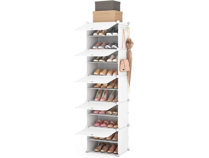 Étagère À Chaussures Meuble À Chaussure 10 Niveaux Armoire A Chaussures Pour 20 Paires De Chaussures Rangement Chaussure Avec Porte