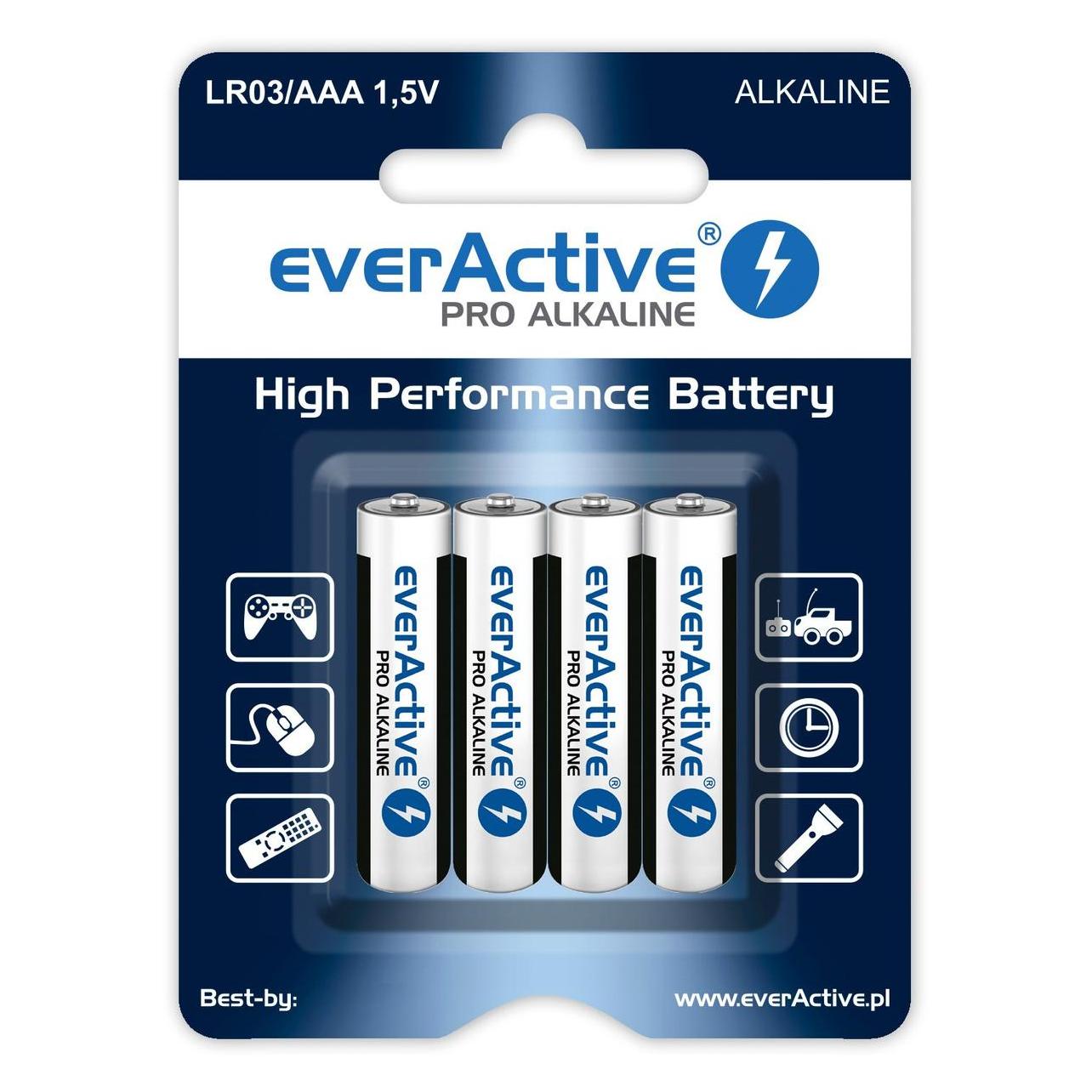 Everactive Alkaline batteries Industrial LR6 AA - carton box 40 - Batterie (4 Stk., AAA, 1250 mAh) (LR034BLPA)