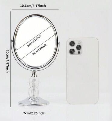 Fusion Finds Crystal Handle Makeup Mirror With 360 Rotating Double Sided Vanity Mirror Stand oval 2