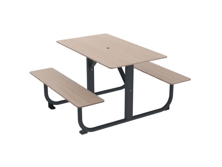Table pique-nique Symphonie 118 cm usage extérieur Bois Piètement métal Anthracite mat