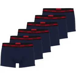 HUGO Herren Boxershorts, 6er Pack - TRUNK TRIPLET PLANET, Logo, Cotton Stretch Blau / M