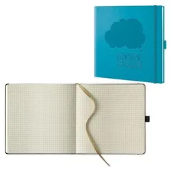 Lediberg Notizbuch »Gedanken Cloud« kariert Sonderformat 240 Seiten türkis, 17.5x17.5 cm