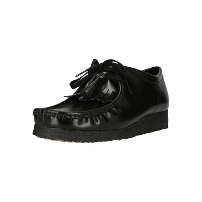 Schnürschuh CLARKS "Wallabee", Herren, Gr. 41, schwarz, Leder, Schuhe Schnürschuh, mit dekorativen Quasten
