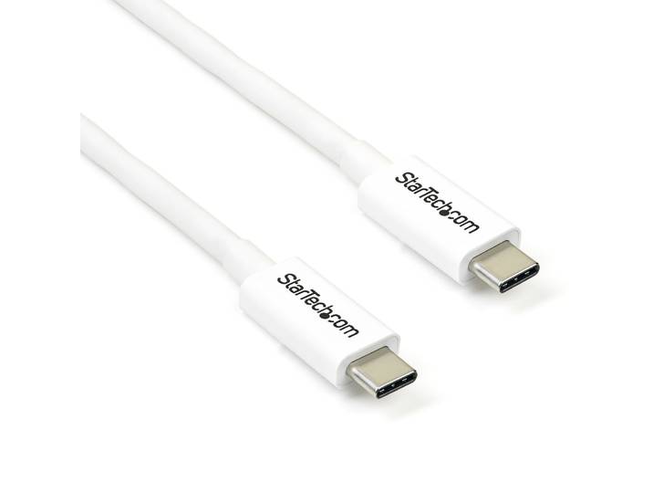 StarTech.com Câble Thunderbolt 3 de 2 m - 20 Gb/s - Compatible Thunderbolt, USB et DisplayPort - Blanc, Mâle, Mâle, 2 m, Blanc, Nickel, 20 Gbit/s TBLT