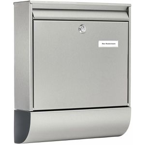 Burg-Wächter Briefkasten Borkum Set 3877 Ni silber, Edelstahl, Zylinderschloss, Wandbriefkasten mit Zeitungsfach, 36 x 42 cm