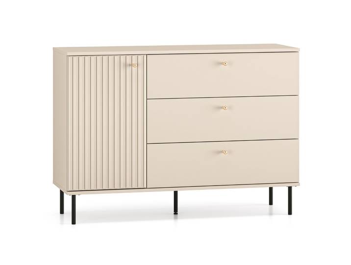 Einflügler-Kommode Caletto mit drei Schubladen, 120 cm,