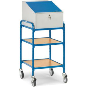 Fetra Stehpult 5844, aus Metall, mit Rollen, 2 Ablageböden & Schreibpult, blau