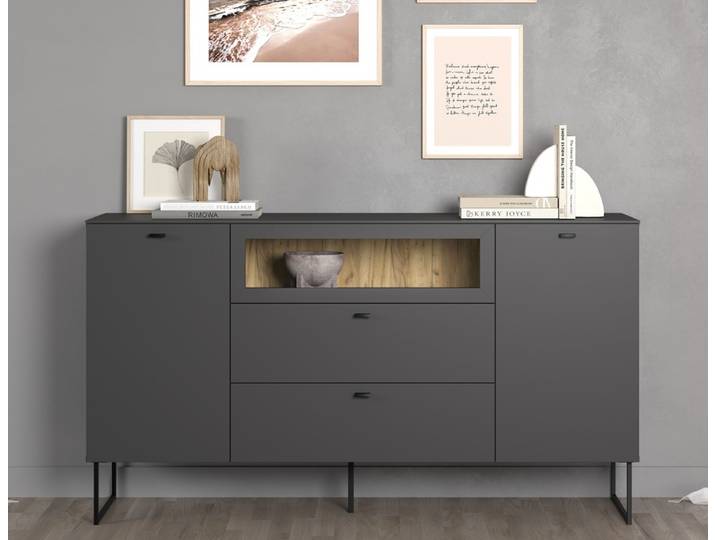 Sideboard Bellugi , Anthrazit / Evoke Eiche