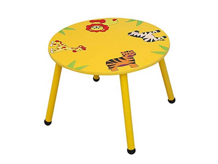 ZH Kindertisch Und Tierstuhl, Kleinkinder Runde Holz Handwerk Tisch Cartoon Sitz, Kinderzimmer, Spielzimmer, Kindergarten MöBel