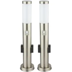 2er Set Steh Leuchten Edelstahl Außen Beleuchtung Steckdosen Bewegungsmelder Garten Steh Lampen