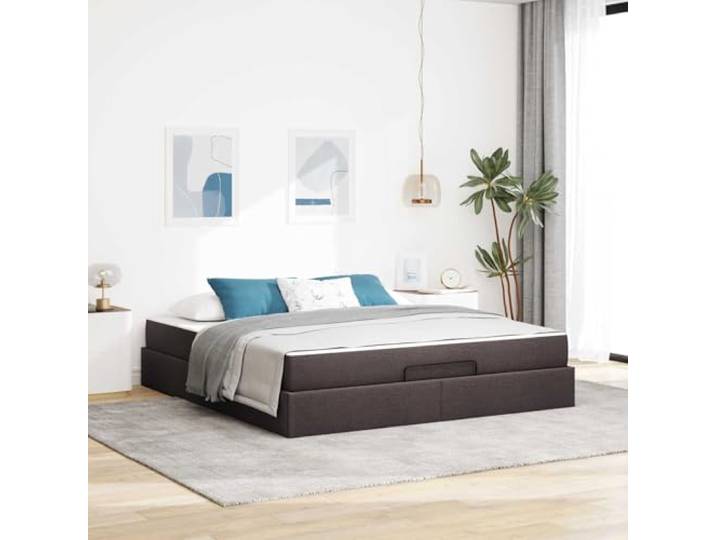 Bettgestell mit Matratze, 2-teilig, Stoff Mattes Finish, minimalistisches Design, integrierte Schubladen, weicher Stoff, mittlere Schaumstoffmatratze