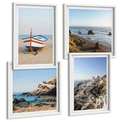 BILDER SET 4er Set - 50x50 cm & 40x60 cm Weißer Rahmen - Ansichten von Griechenland, Łódź, Häuser