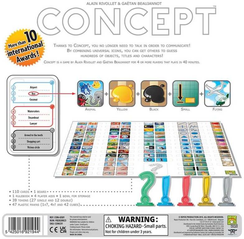 Concept Board Game by Repos for 2-4 Players, Ages 10+, Encourages Observation and Interpretation