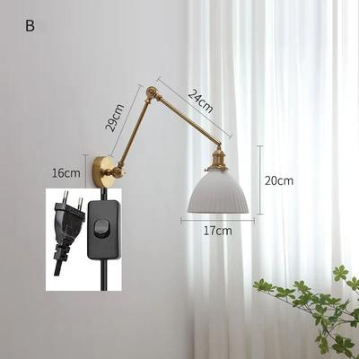 Inspired Living IWHD Nordic Ceramic LED Wall Lamp Modern Pull Chain LED Wall Sconce 4W (Max 100W) For Bedroom & Bathroom d