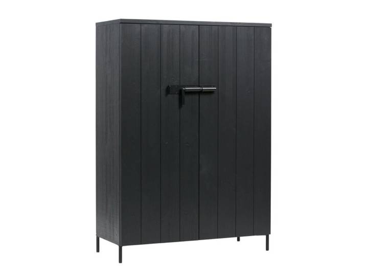 Armoire vintage en bois massif noir 100x41.5x140.5cm