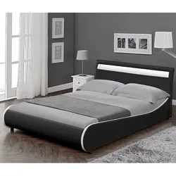 LED Polsterbett Valencia 140x200cm Schwarz mit weißer Kante [Corium]