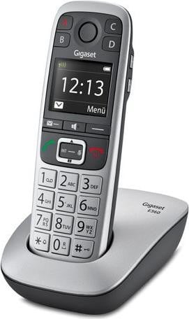 Gigaset E 560 DECT-telefoon met bedrade headset en luidsprekerfunctie, Zwart/Zilver