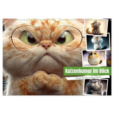 Katzenhumor im Blick (Wandkalender 2026 DIN A3 quer), CALVENDO Monatskalender