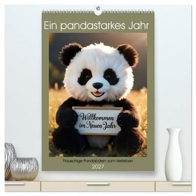 Ein pandastarkes Jahr - Flauschige Pandabären zum Verlieben (hochwertiger Premium Wandkalender 2027 DIN A2 hoch), Kunstdruck in Hochglanz