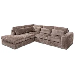 SOMETA Ecksofa Bolzano Stoff Braun Hellbraun
