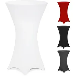 DETEX® Stehtischhusse Weiß 70-75cm Verstärkter Fußbereich 30°C Waschbar Stehtisch Hussen Stretch Tisch Überzug Hochzeit