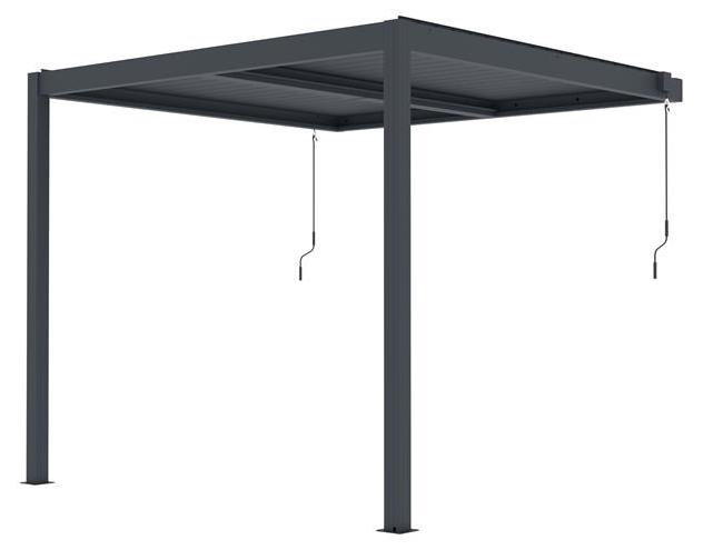 Bioklimatische Pergola G21 Trenton 3x3 m, anthrazitfarben, aus Aluminium