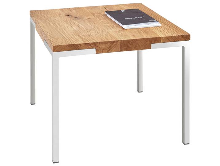 Novel Couchtisch, Eiche, Edelstahl, Holz, Metall, Eiche, massiv, quadratisch, eckig, 50x40x50 cm, Wohnzimmer, Wohnzimmertische, Couchtische, Couchtische Metall