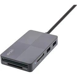 InLine USB 3.2 Multi Cardreader Hub (3 Ports), Dockingstation + USB Hub, Grau
