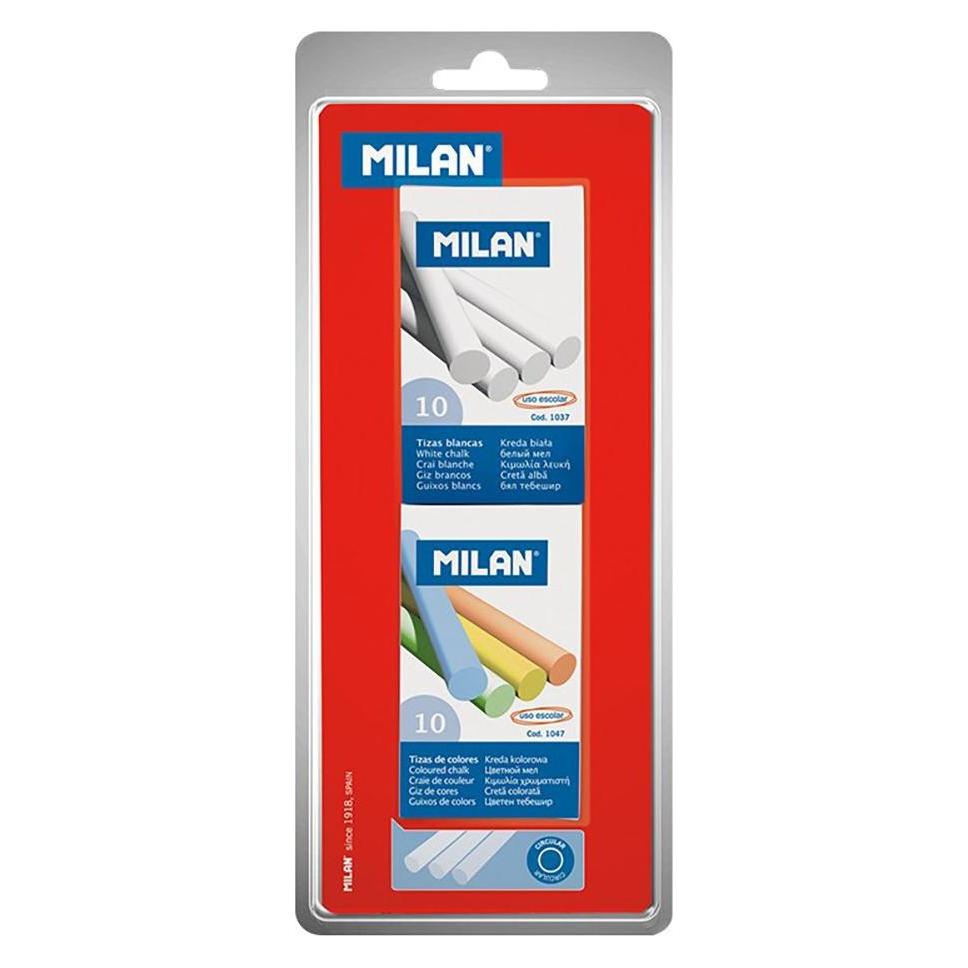 Milan Blisterpackung mit 1 Schachtel mit 10 farbigen Kreidestiften und 1 Schachtel mit 10 weissen (20x) (49417117)