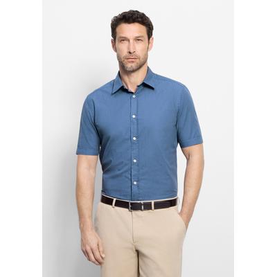 Kurzarmhemd OLYMP "OLYMP Casual, Regular Fit, Kent", Herren, Gr. S, Normaler Arm, blau, 100% Baumwolle, Hemden