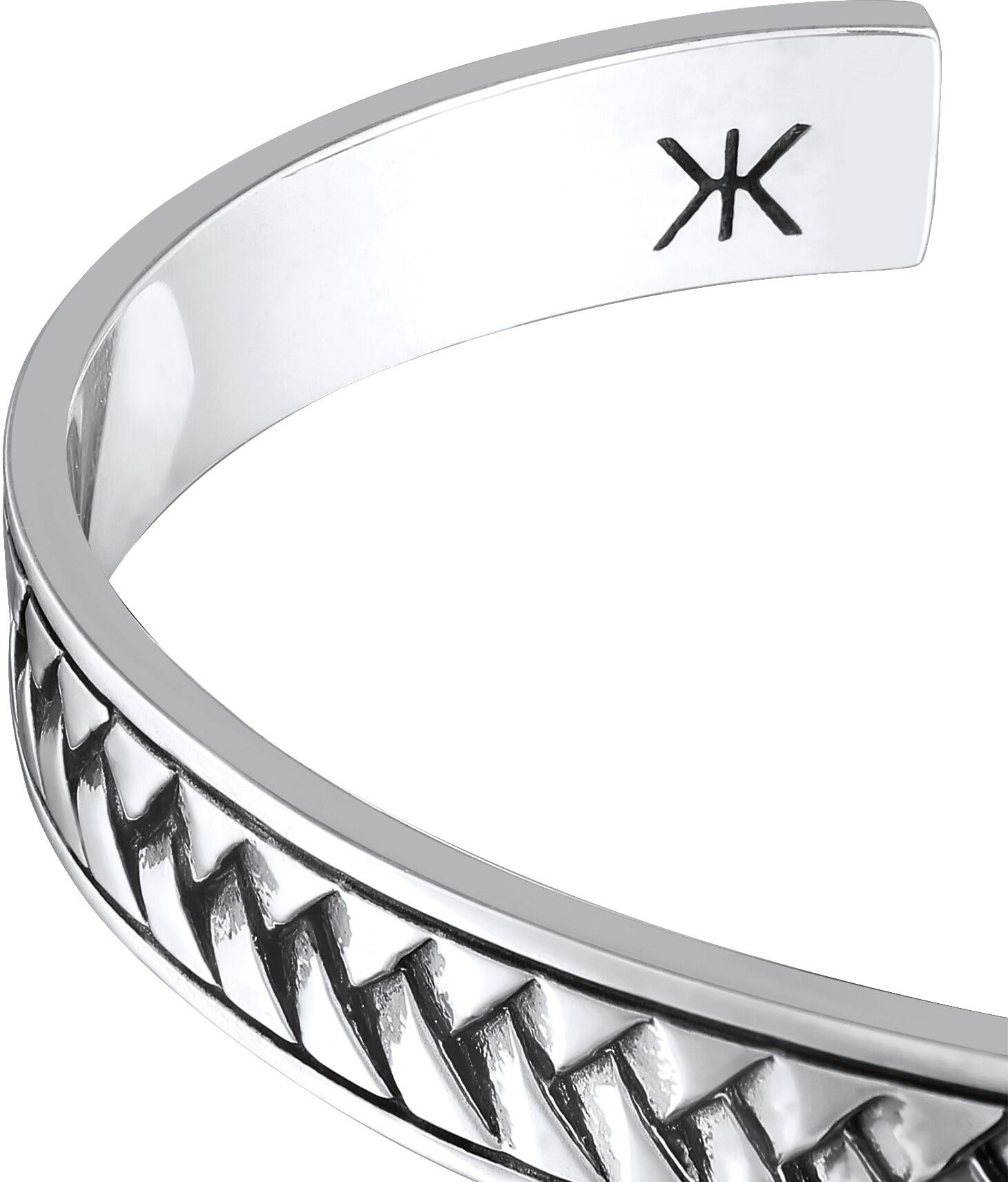 Armreif KUZZOI "Armband Armreif Zopfmuster Vintage Design 925 Sterling Silber" Gr. 190, silber, Armbänder, Herren, Silber 925 (Sterlingsilber), Armreif
