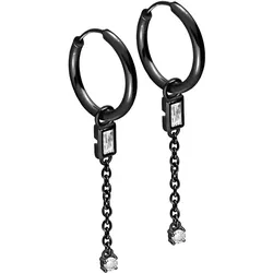 Chirurgenstahl Ohrclicker Creolen KRISTALLE + KETTE