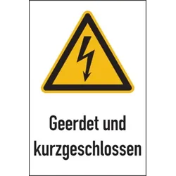 Warnschild, Kombischild, Geerdet und kurzgeschlossen - 200 x 300 x 1.5 mm Kunststoff