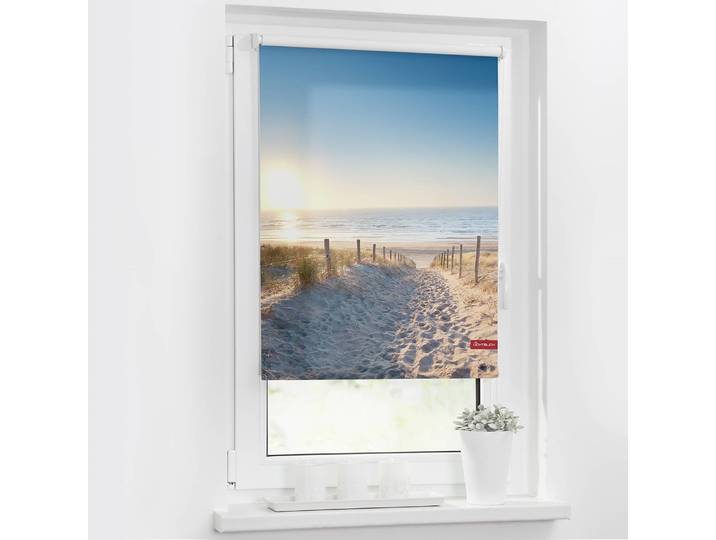 Klemmfix-Rollo Ostseestrand 70 x 150cm Blau