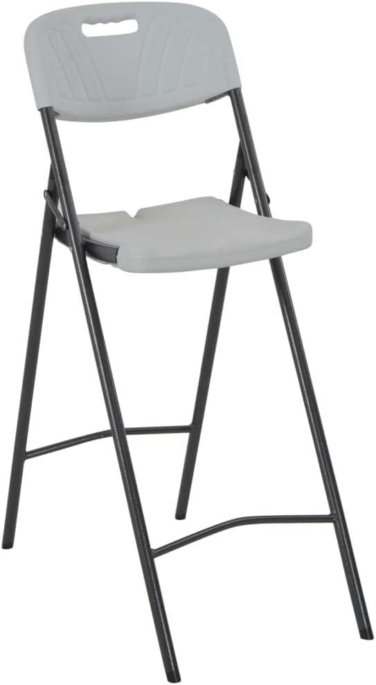 2 klappbare Barstühle aus weißem HDPE und Stahl - wetterfest, leicht zu reinigen und platzsparend für Garten, Balkon und Terrasse