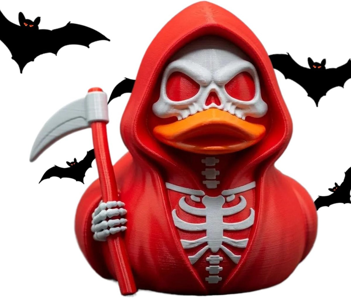 Gothic Skelet Eend Figuur - Rood - Hoogte: 12 cm