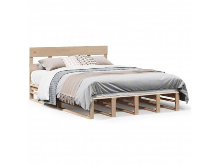 SDWEHBJ Massivholzbett aus Kiefernholz, Natur, 202 x 150 x 82 cm, 36,4 kg, Zusammenbau erforderlich